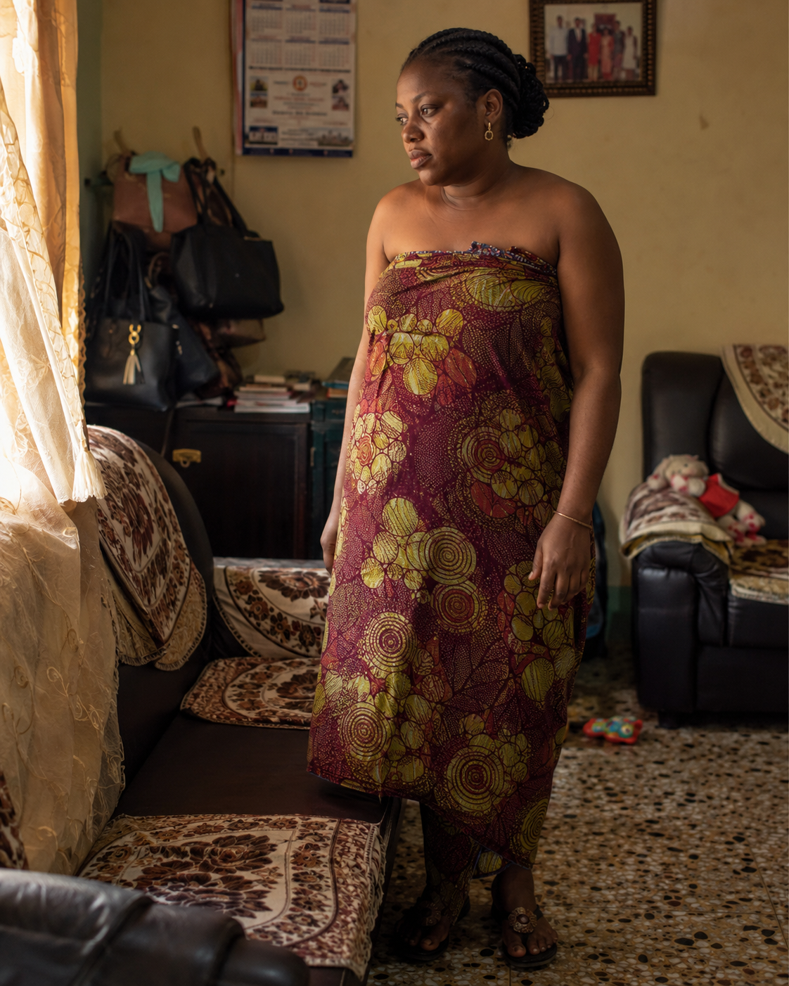 Woman at home, calm and confident