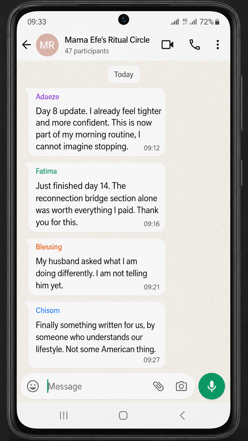 WhatsApp follow-up result message