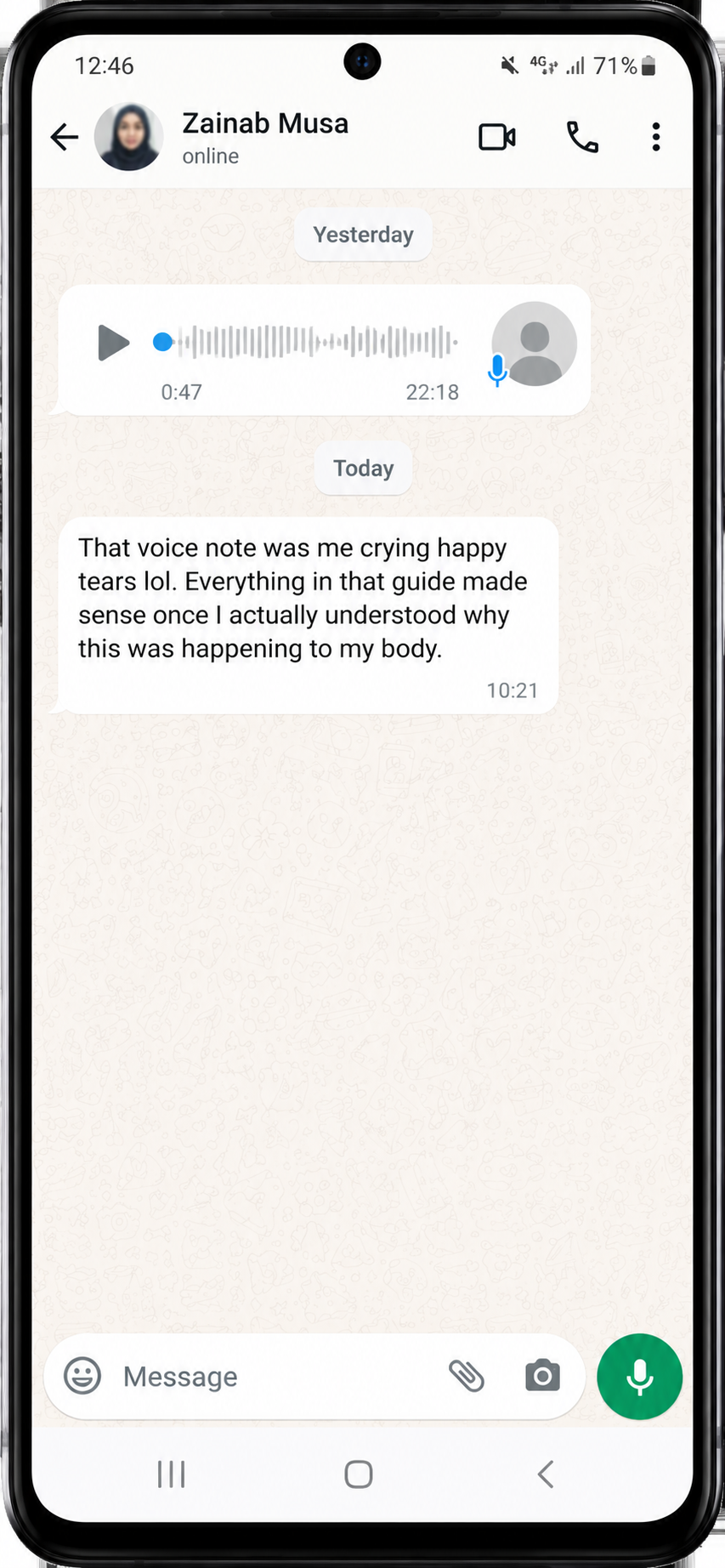 WhatsApp voice note transcript from a buyer